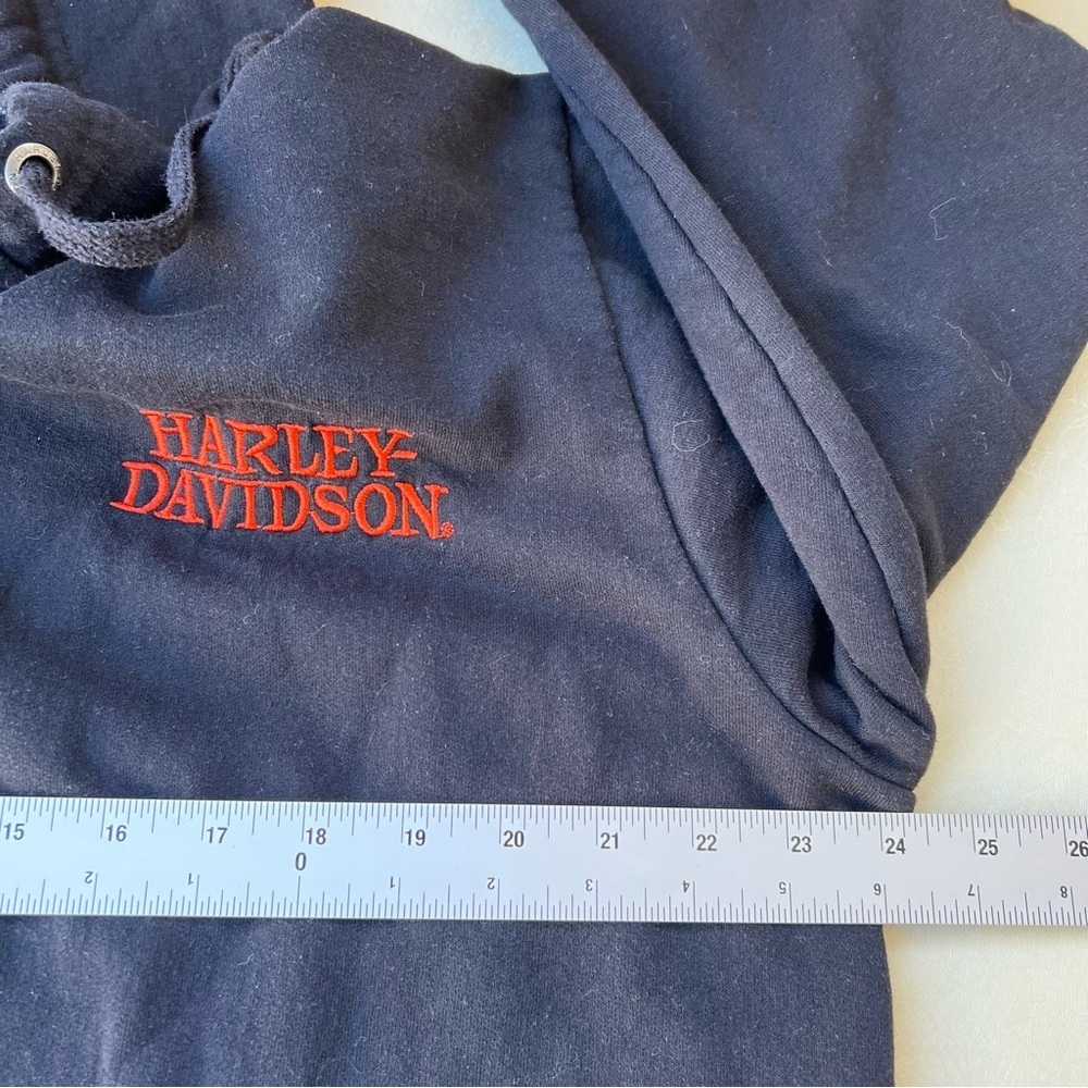 Harley-Davidson Black Hoodie with Orange Skull Design Men Size Large - Picture 7 of 8